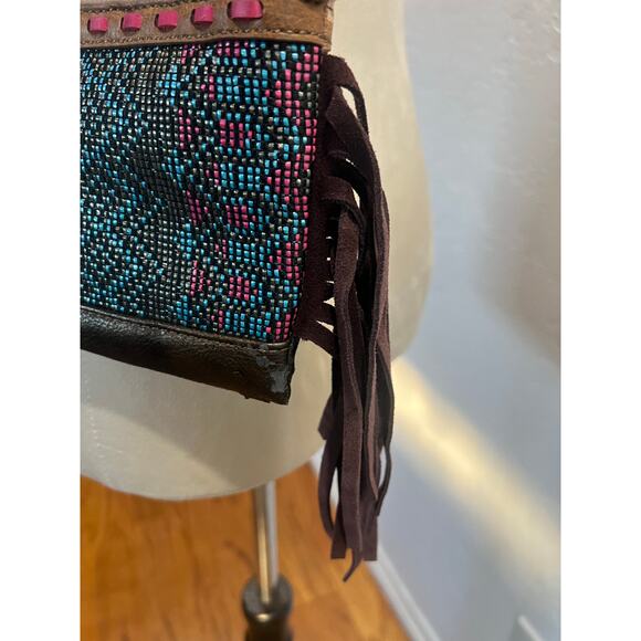 Catchfly Beaded Suede Fringe Crossbody Bag New With Tags - Picture 4 of 10